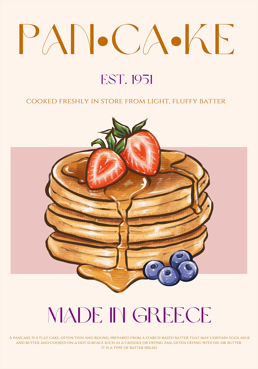 Plakat puszyste greckie naleśniki