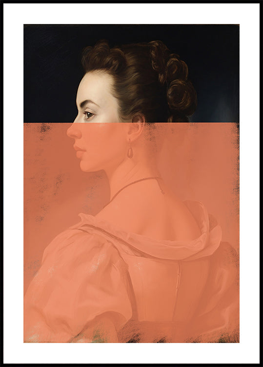Zmieniony portret kobiety pomarańczowa sztuka współczesna