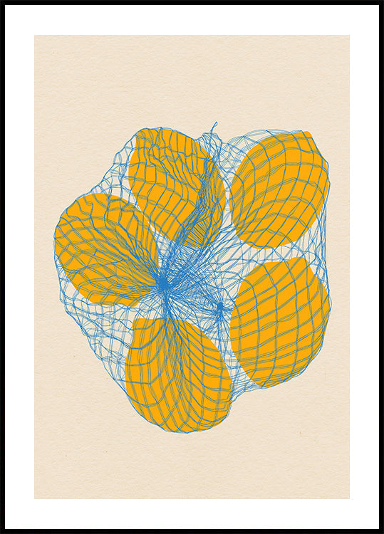 Plakat Pięć cytryn w torbie z siatką