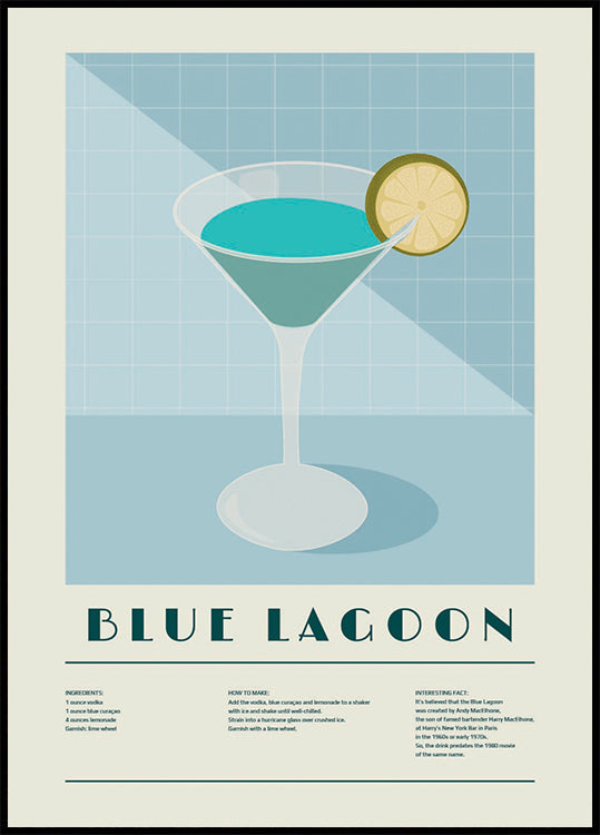 Koktajl Blue Lagoon, plakat z przepisami
