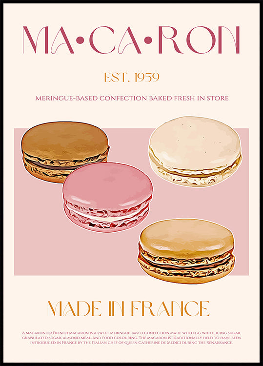 Plakat francuskiej rozkoszy Macaron