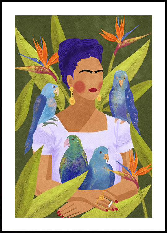 Plakat Frida i ptaki