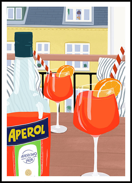 Plakat „Hygge” na balkonie