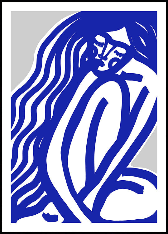 Plakat z niebieskimi konturami