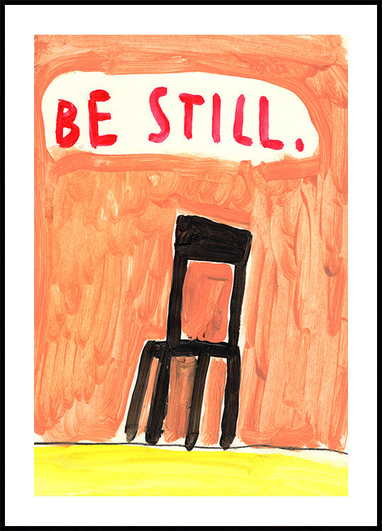 Plakat z czarnym krzesłem