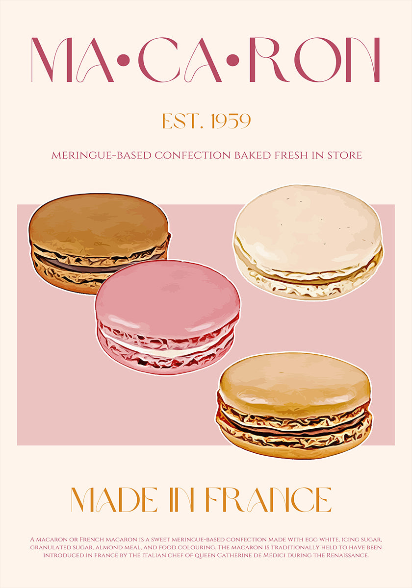 Plakat francuskiej rozkoszy Macaron