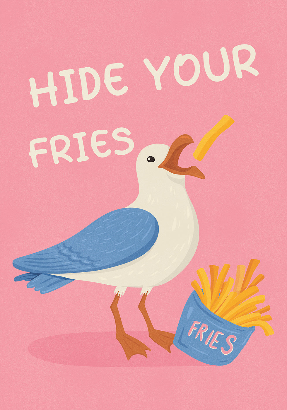 Mewa z frytkami Humorystyczny plakat ilustracyjny