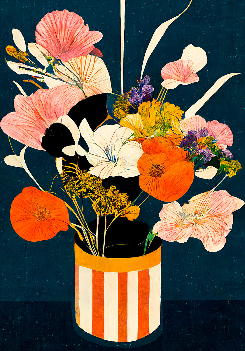 Plakat z żywymi kwiatami