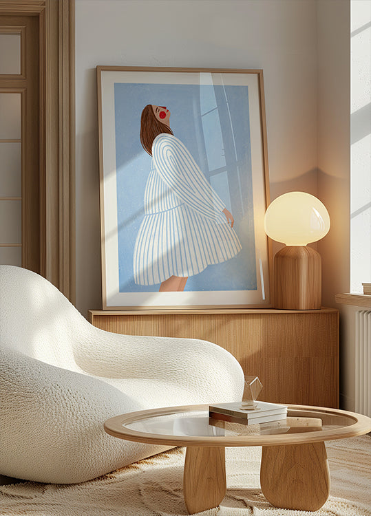 Plakat Kobieta w niebieskich paskach