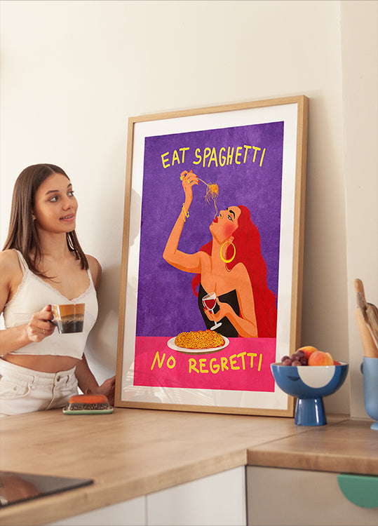 Plakat Zjedz spaghetti bez żalu