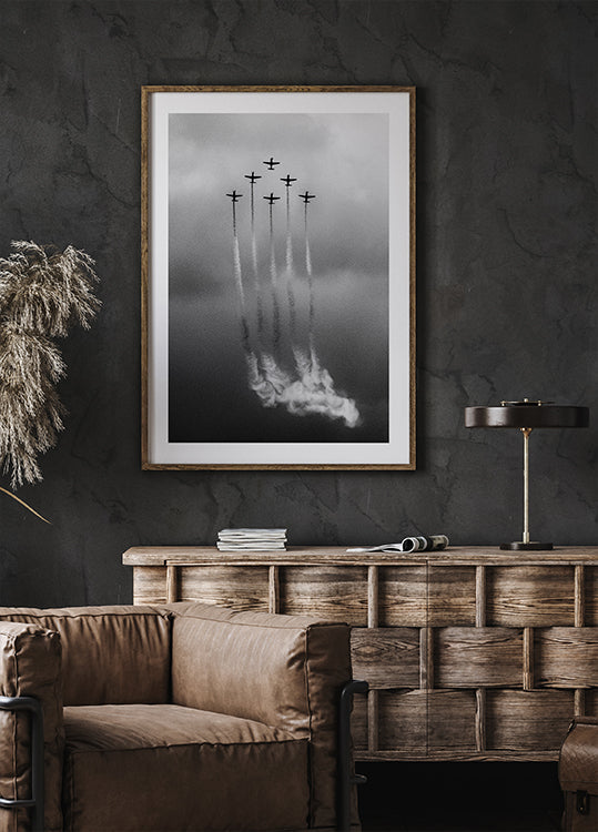 Sześć na plakacie w chmurze