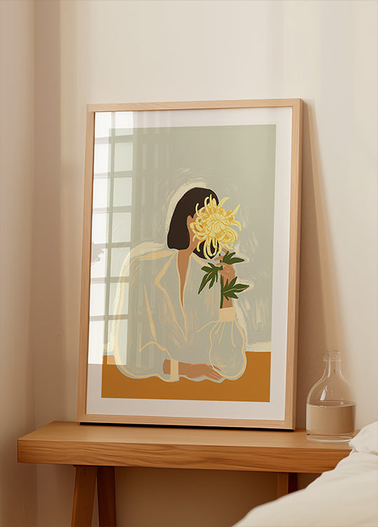 Plakat z chryzantemą