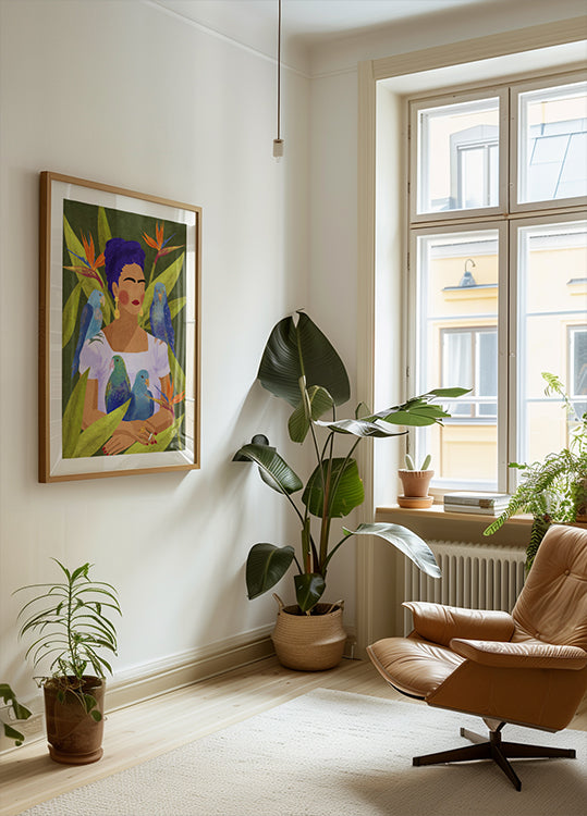 Plakat Frida i ptaki