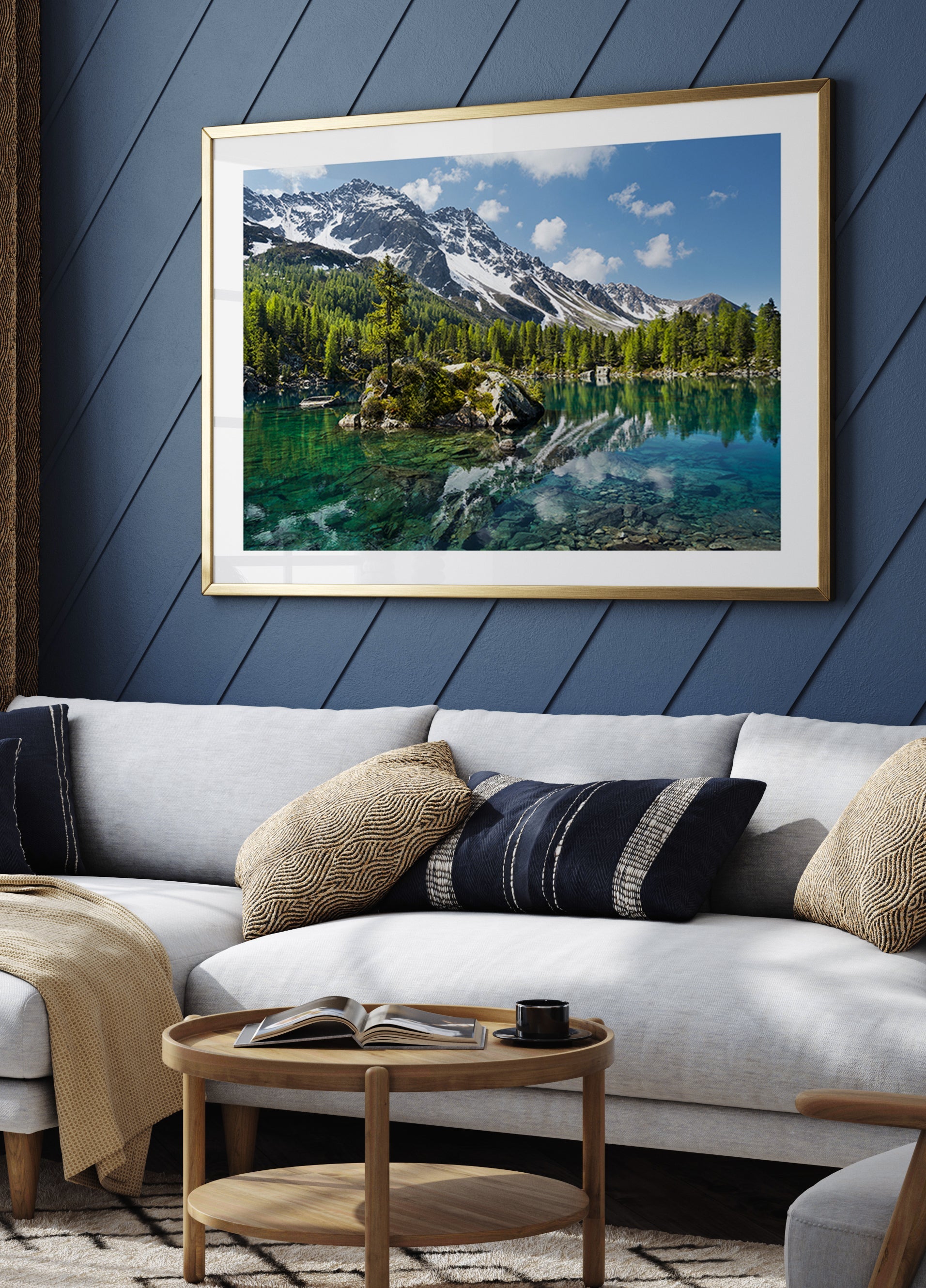 Plakat z zielonym jeziorem górskim