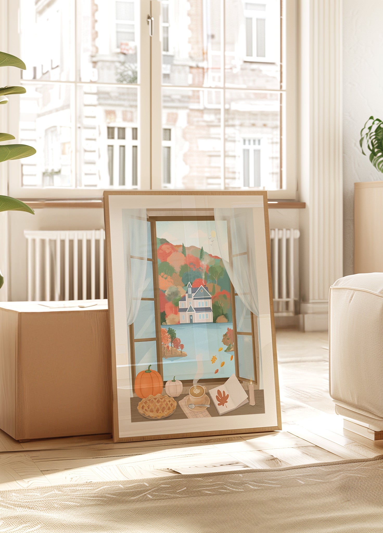 Plakat jesiennego domku