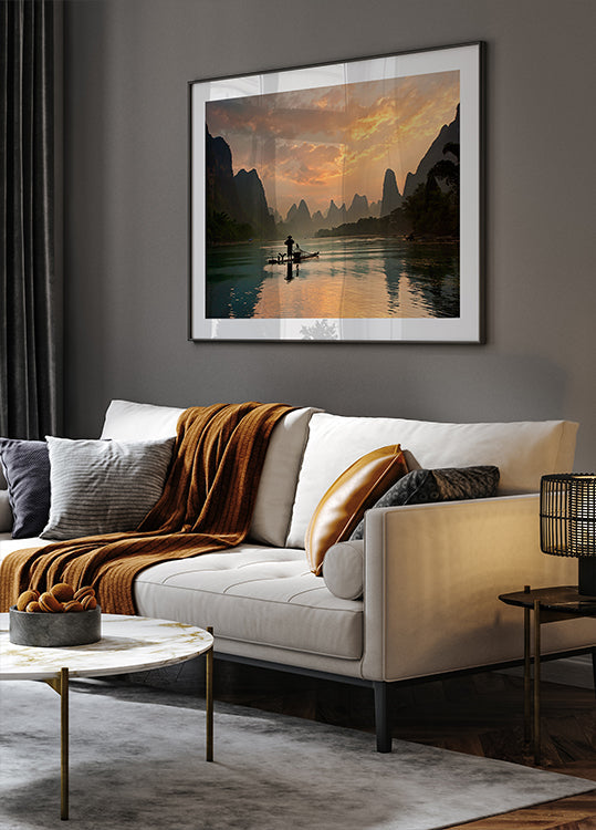 Plakat ze złotą rzeką Li