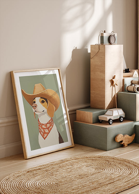 Plakat z psem kowbojskim beagle