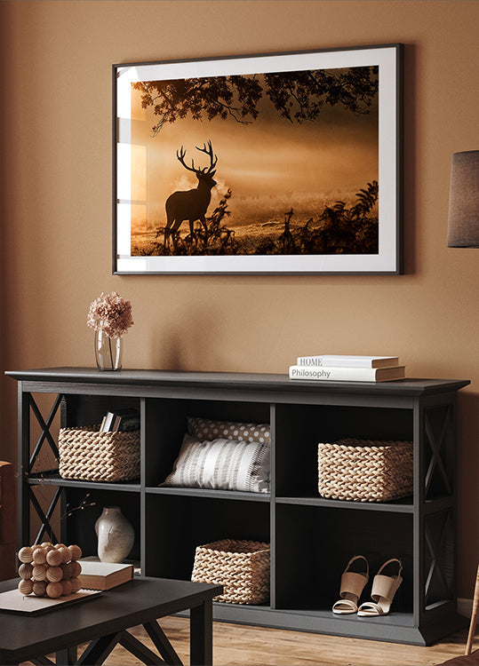 Plakat Jeleń jelenia we mgle