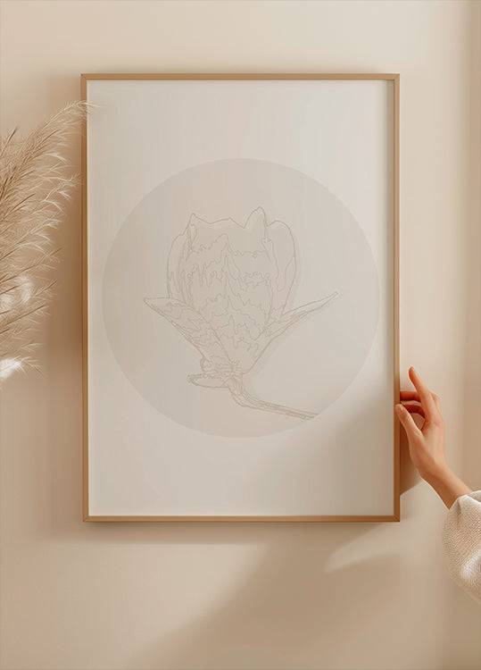 Magnolia elegancja, plakat z grafiką botaniczną