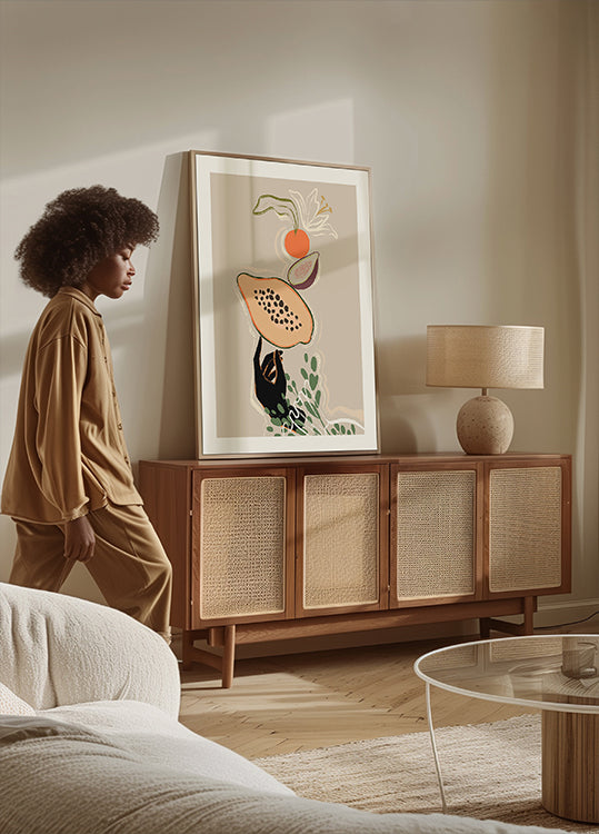 Plakat z równoważącymi owocami