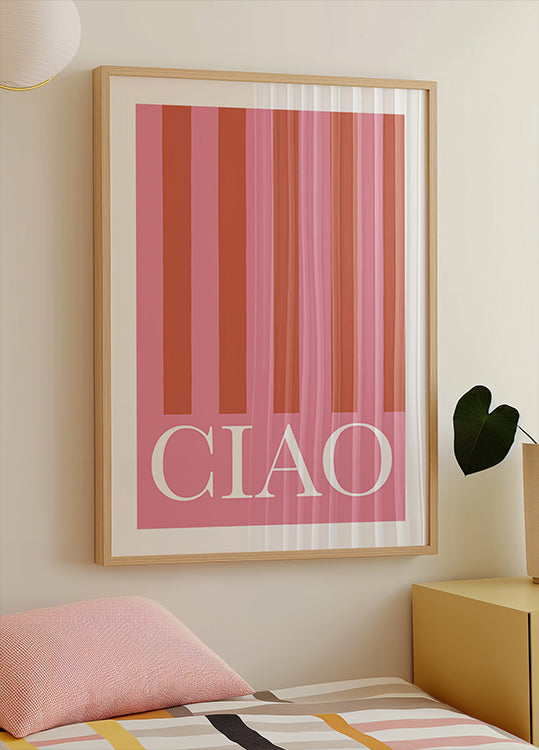 Plakat w paski Ciao