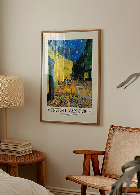 Plakat Taras kawiarni w nocy