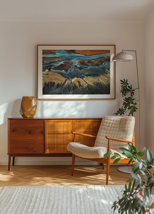 Plakat z lotu ptaka Kalifornii — pustynia z góry