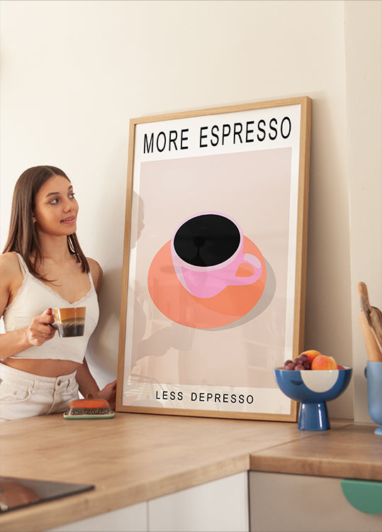 Plakat Więcej Espresso Mniej Depresso
