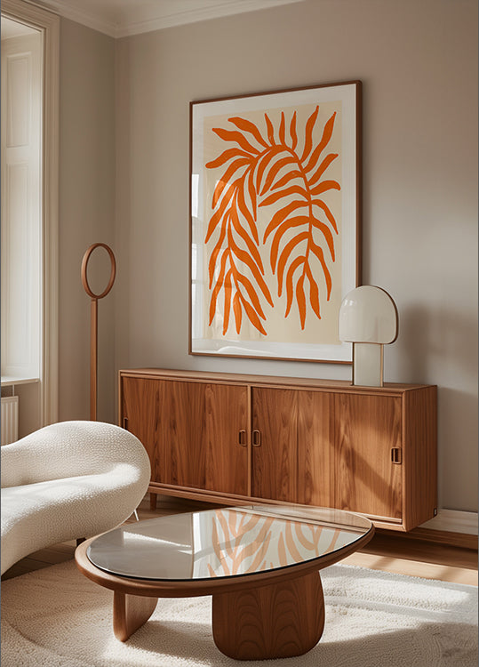 Plakat z teksturowaną pomarańczową sylwetką