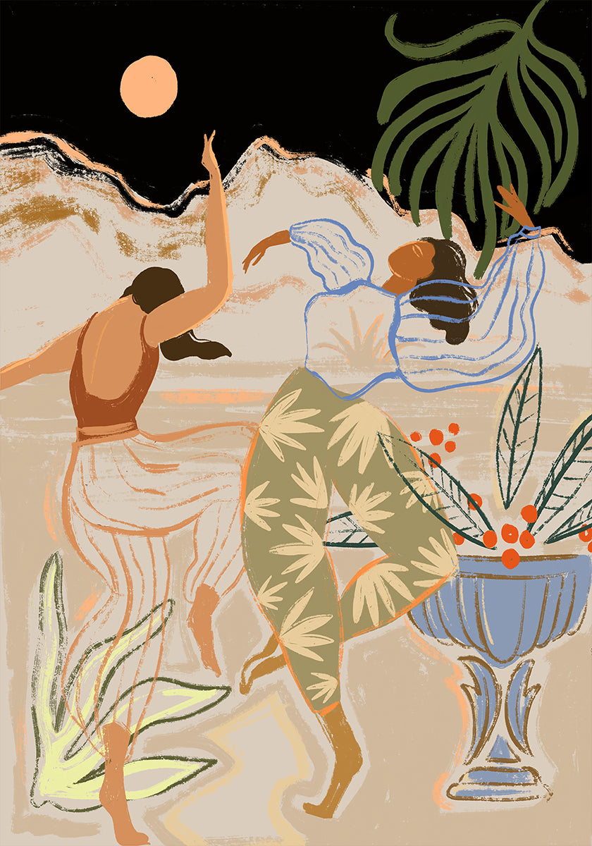 Plakat tańca w świetle księżyca