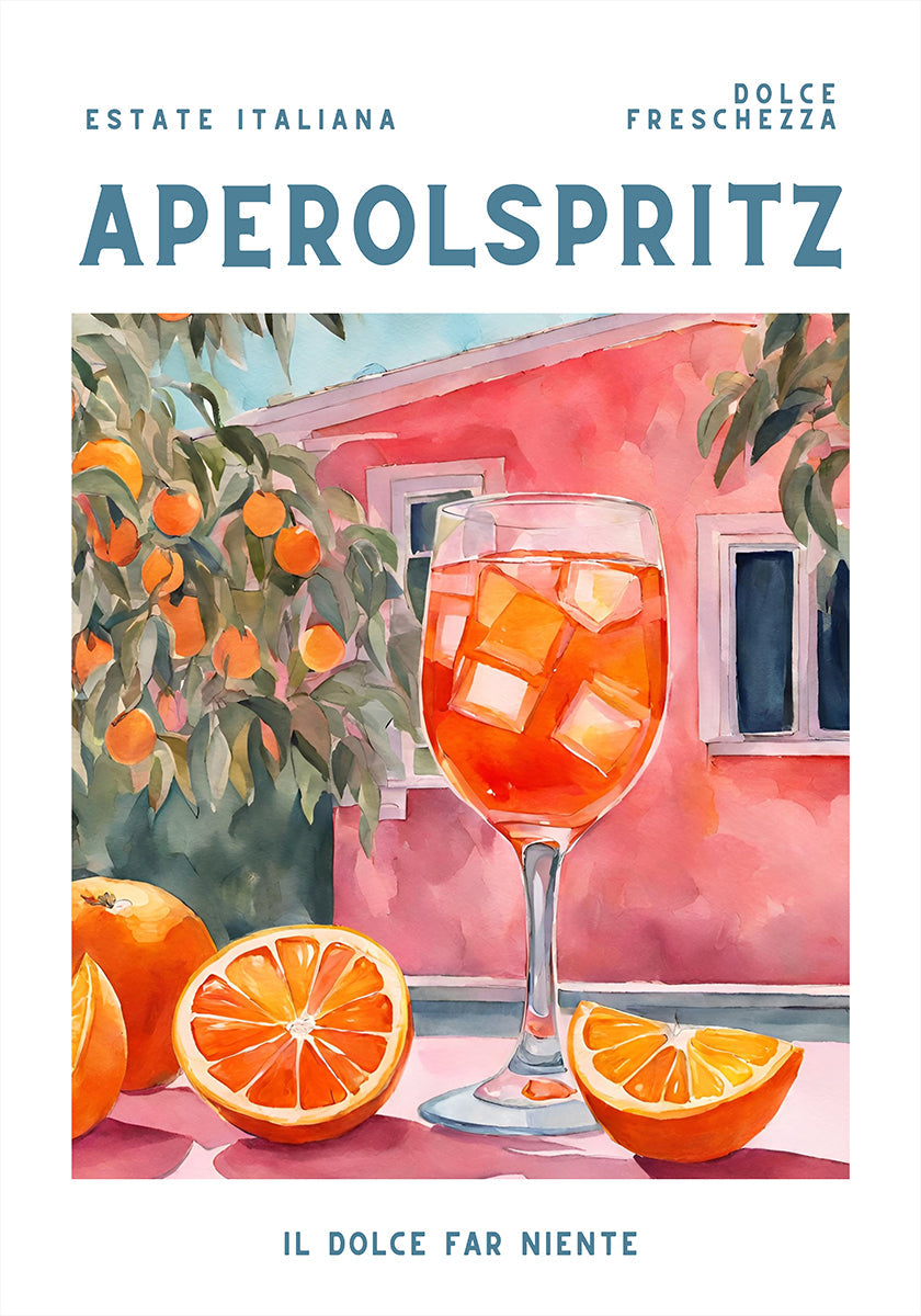Aperol Spritz, Aquarell, świeży plakat