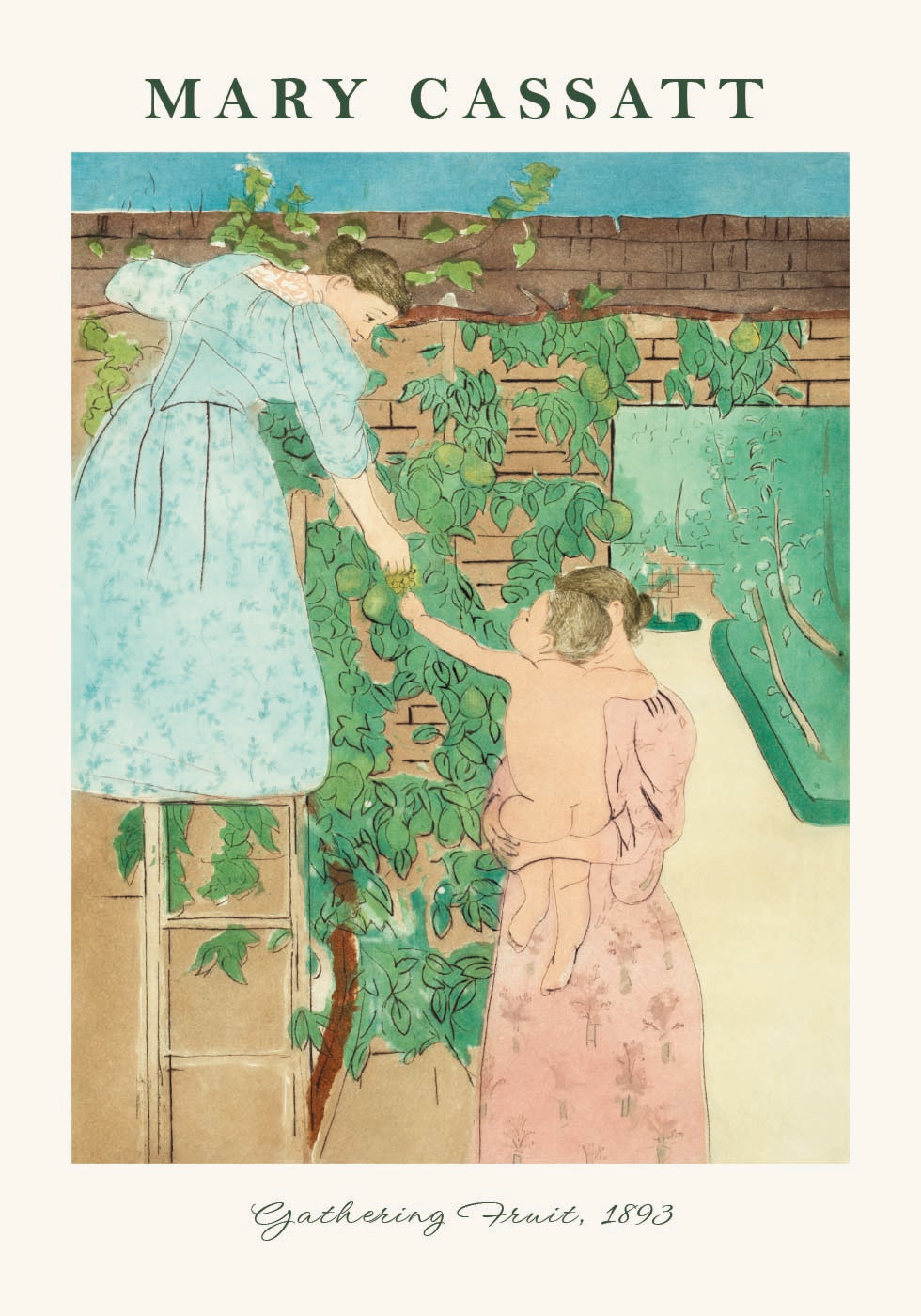 Gathering Fruit, Mother And Child Garden, Mary Cassatt Plakat - Posterbox.dk