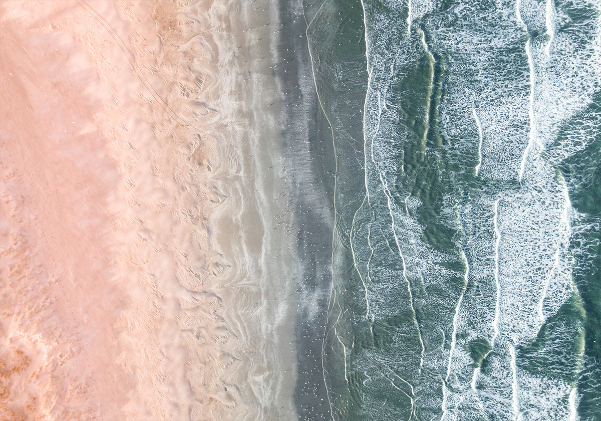 Różowy i niebieski plakat przybrzeżny