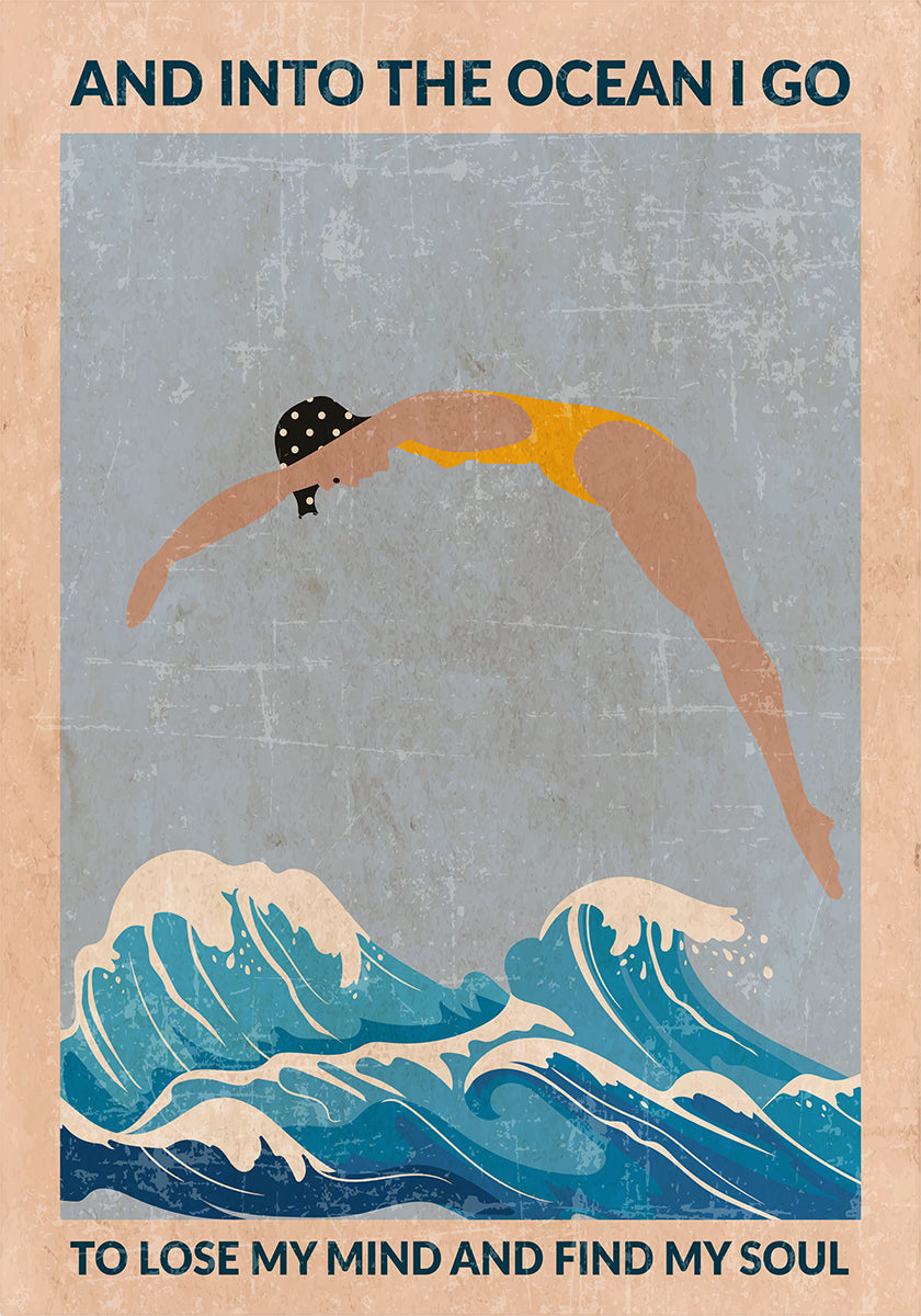 Standardowa grafika ścienna „In the Ocean” (niebieski).