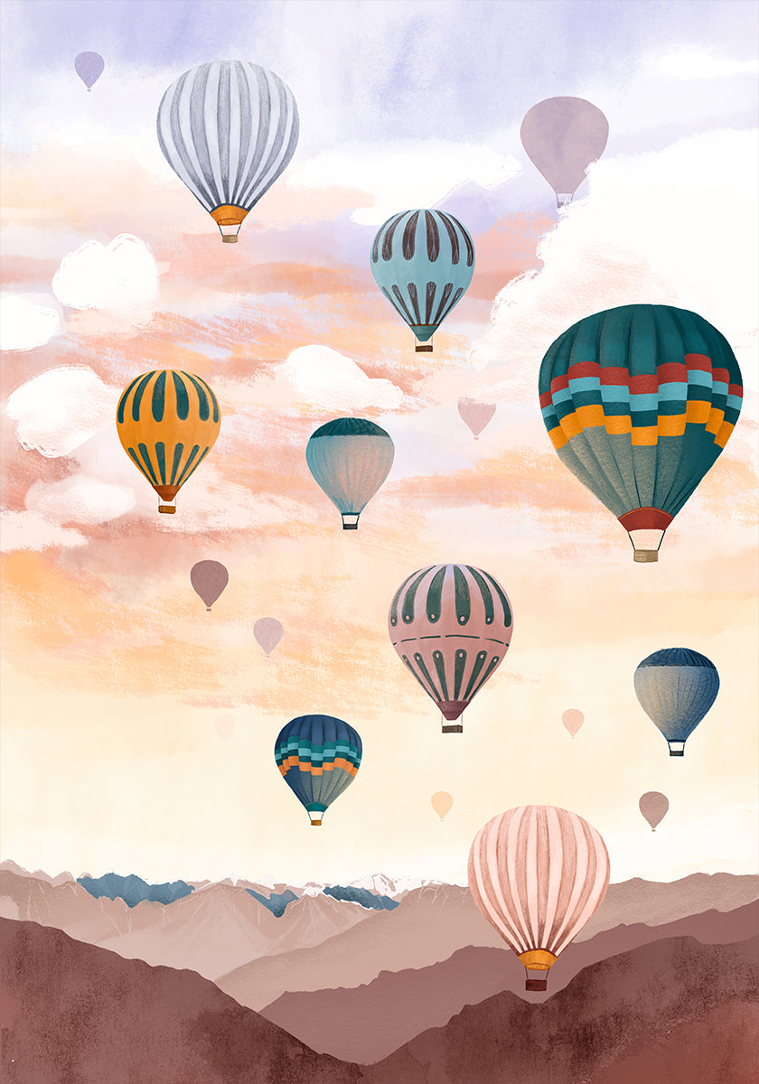 Plakat z niebem balonu powietrznego