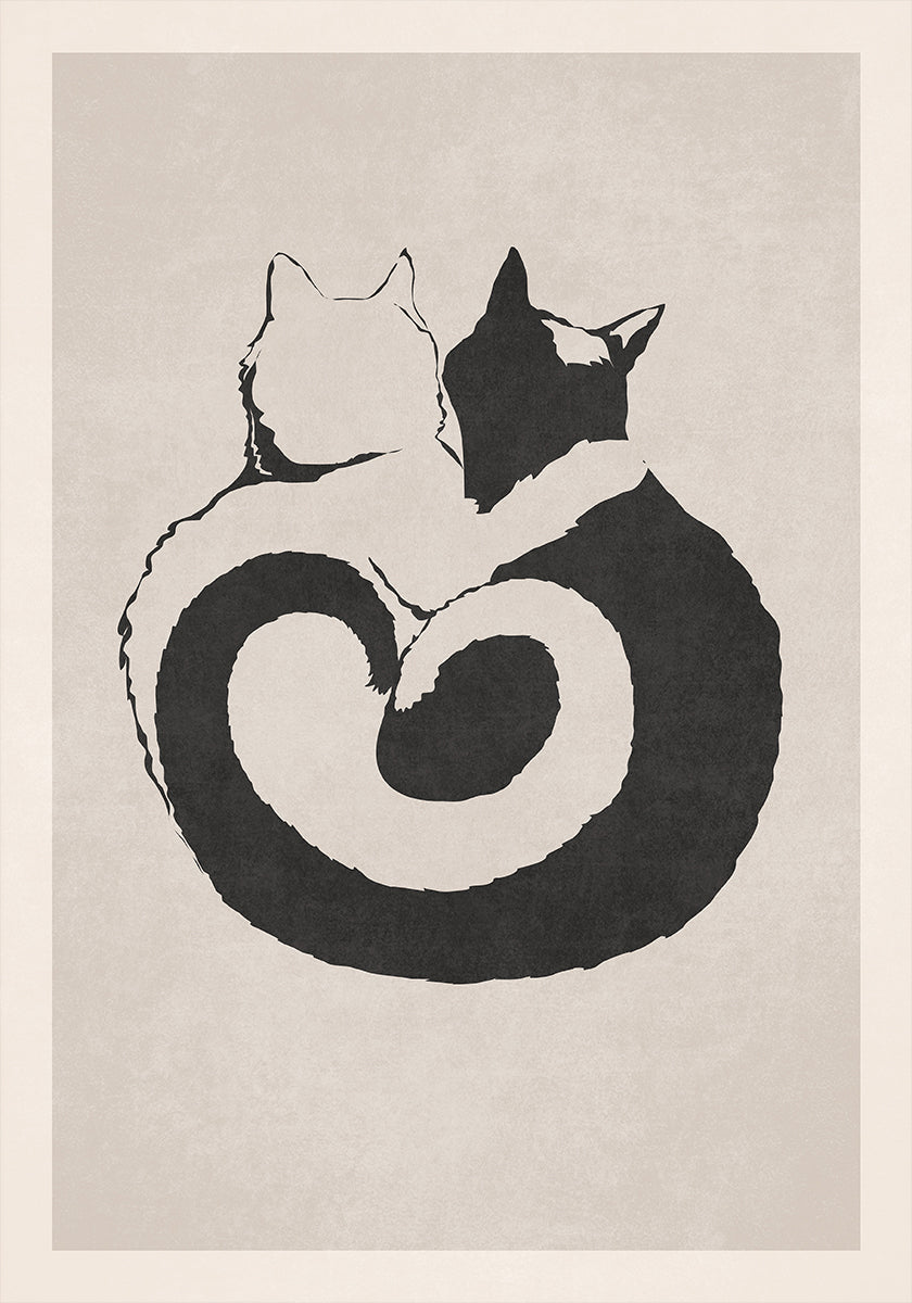Plakat z kotem Yin Yang