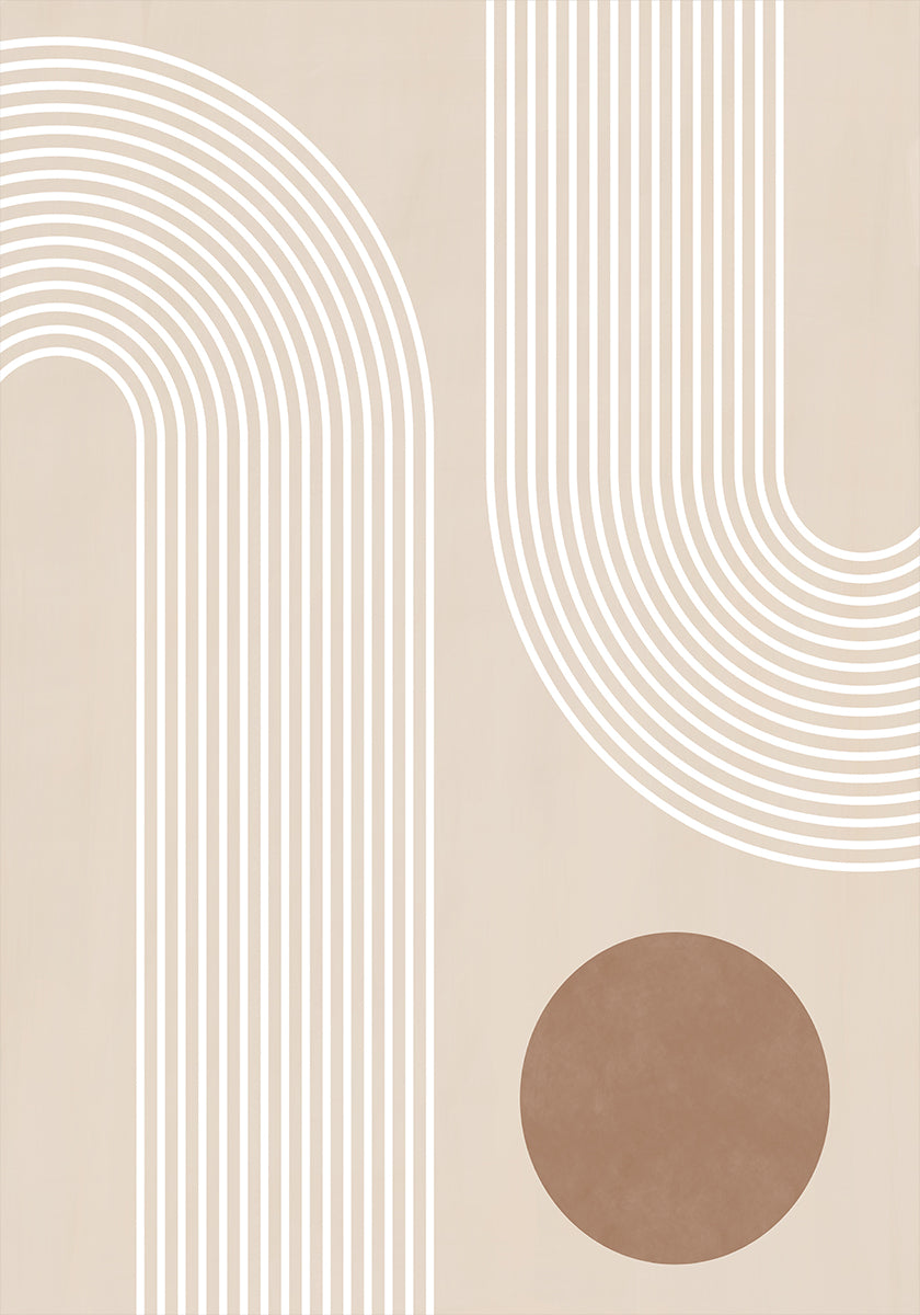 Plakat w kształcie beżowego łuku