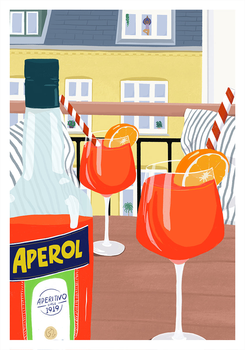 Plakat „Hygge” na balkonie