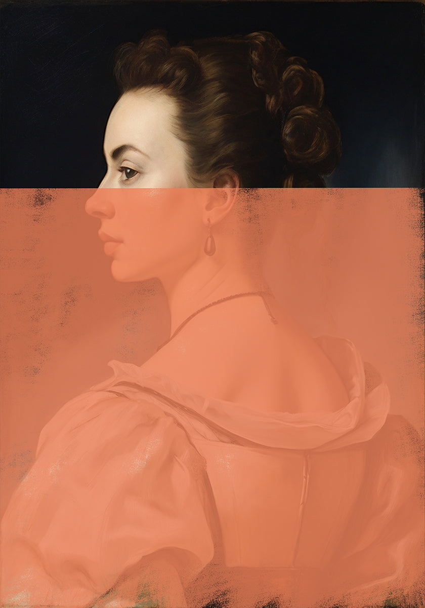 Zmieniony portret kobiety pomarańczowa sztuka współczesna