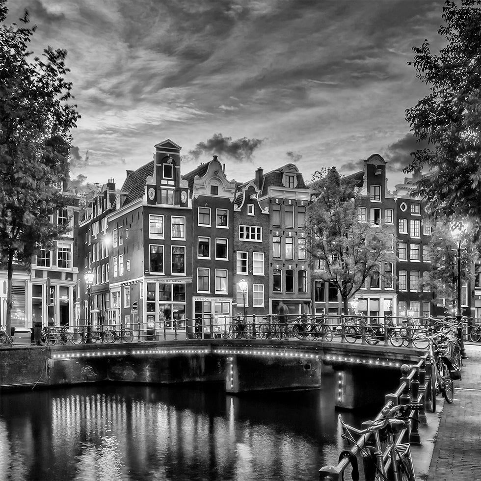 AMSTERDAM Idylliczne wrażenie z pojedynczego plakatu monochromatycznego