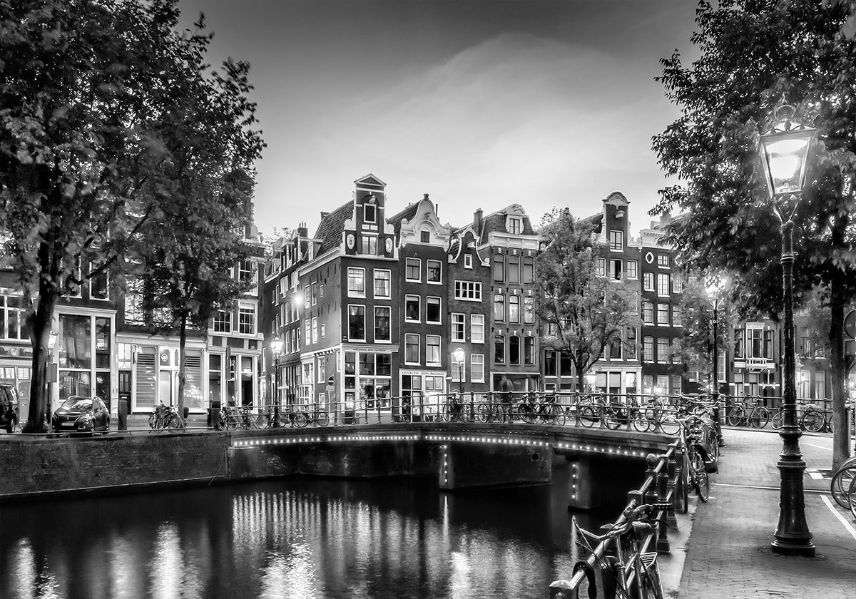 AMSTERDAM Idylliczne wrażenie z pojedynczego plakatu monochromatycznego