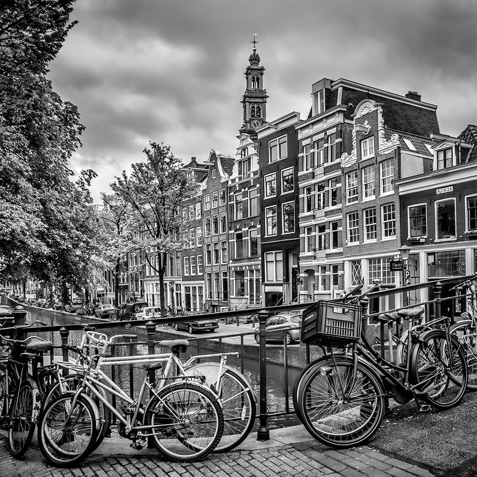 AMSTERDAM Flower Canal black & white Poster