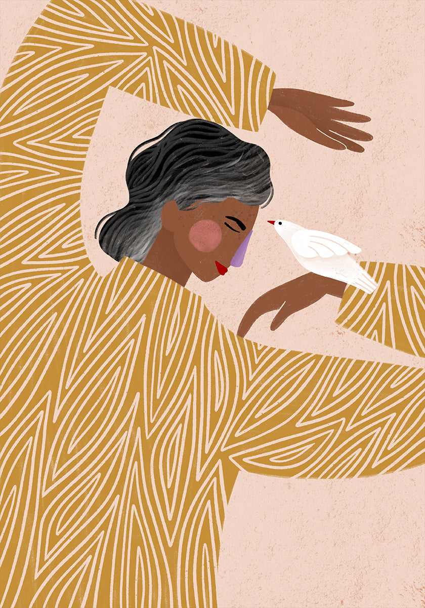 Plakat Kobieta z ptakiem