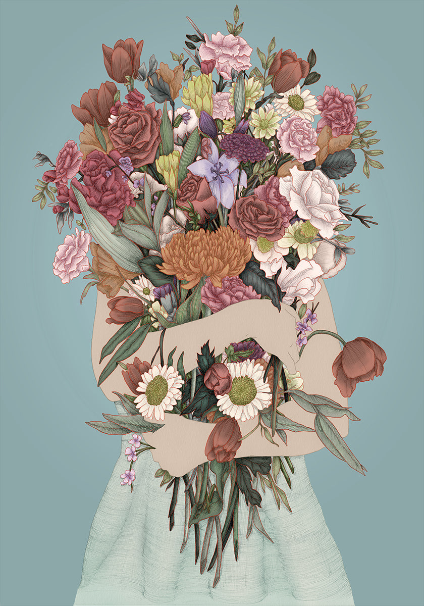 Zbieranie turkusowego dużego plakatu