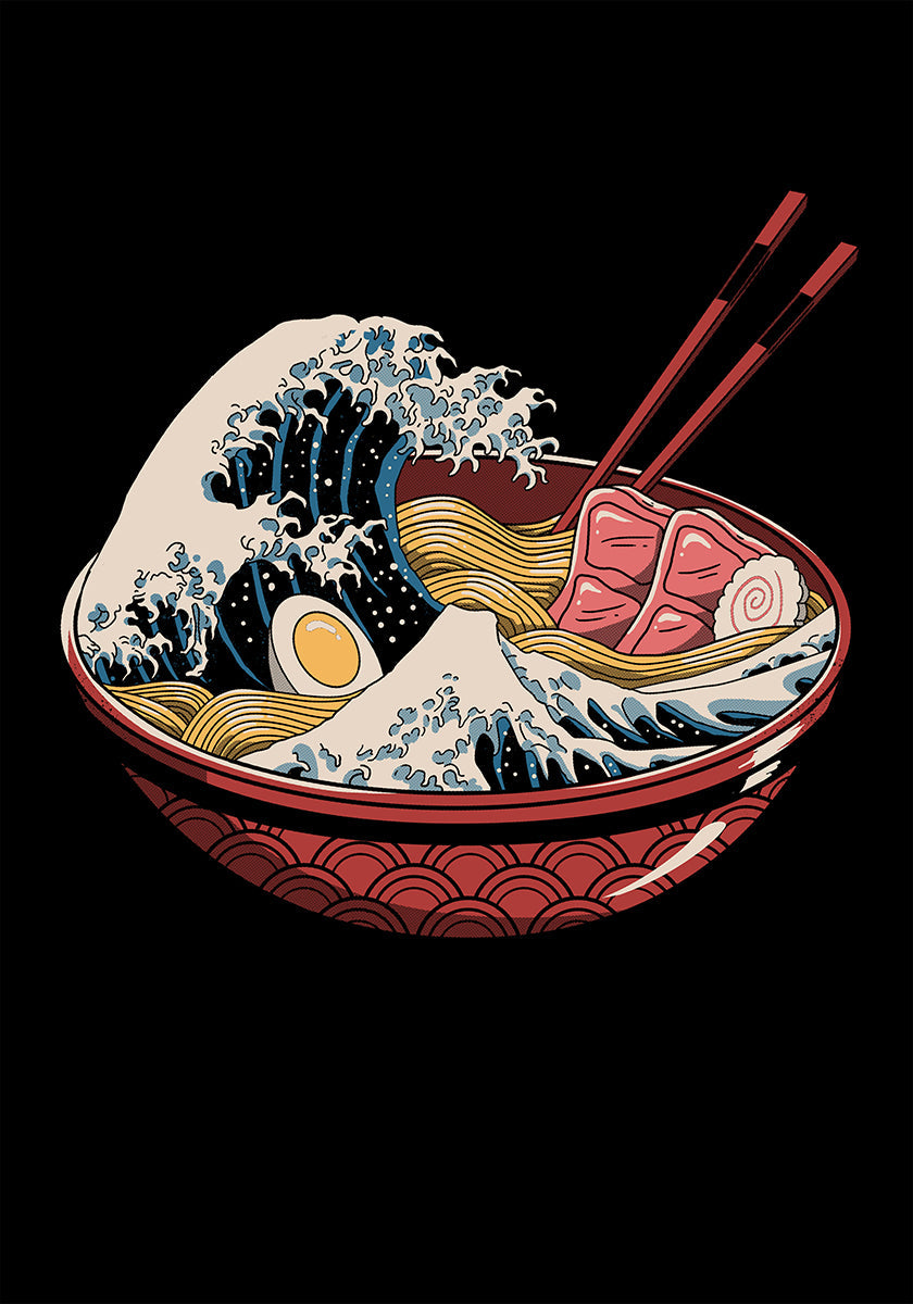 Wielki plakat fali Ramen