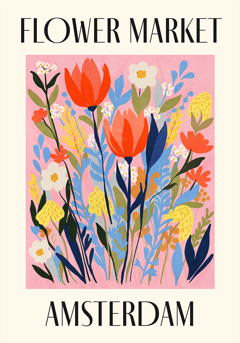 Plakat Targ Kwiatowy w Amsterdamie, Holandia
