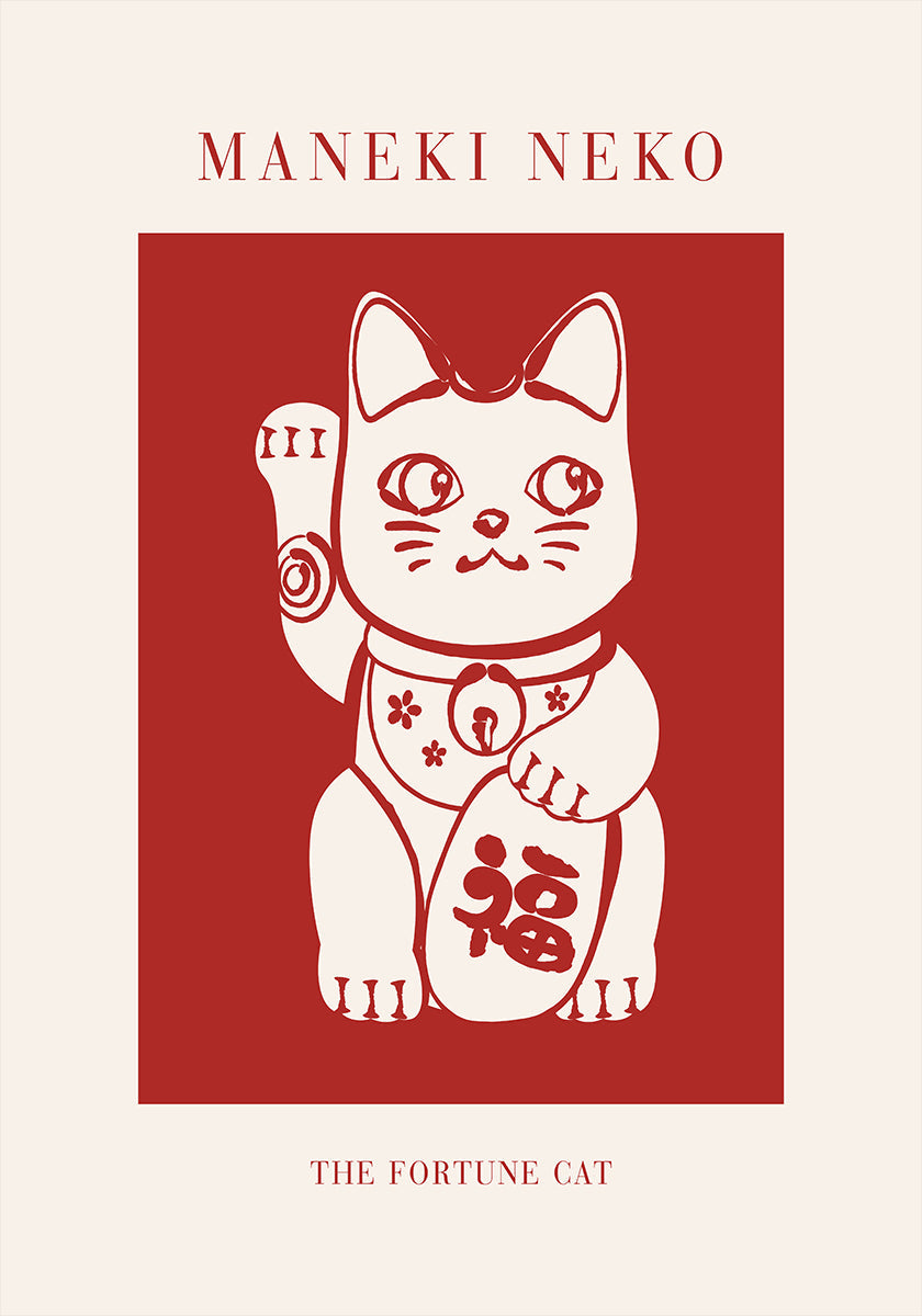 Maneki-Neko Kot Czerwony