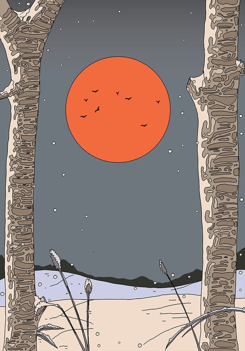 Plakat z zimowym krajobrazem