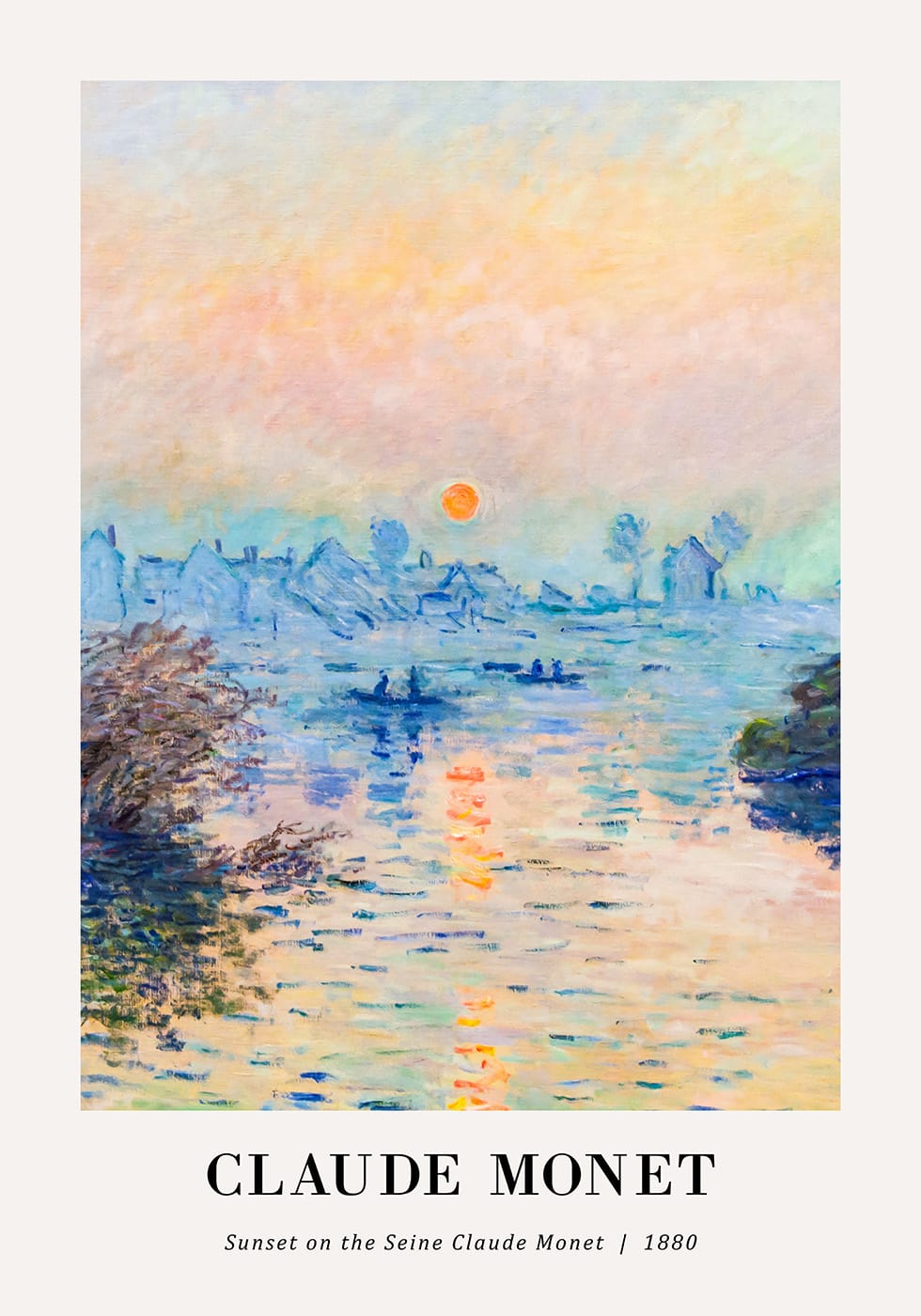 Sunset on the Seine Poster by Claude Monet Plakat - Posterbox.dk