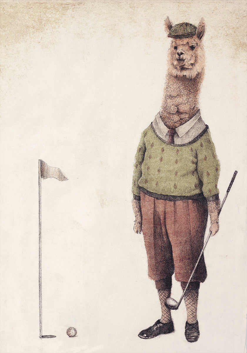 Plakat klubu golfowego Alpaca